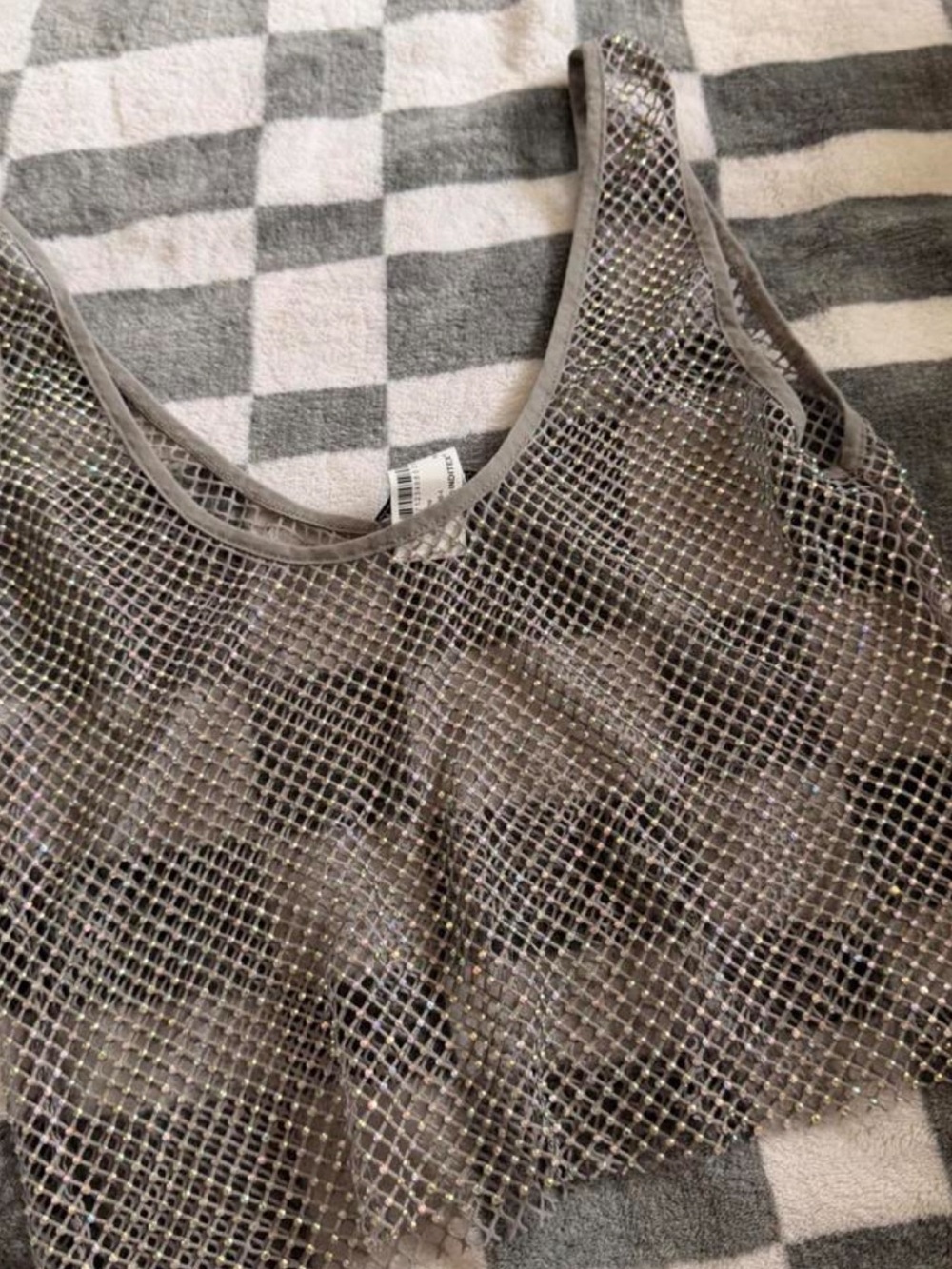 Zara Silver Mesh Sequin Tank Top